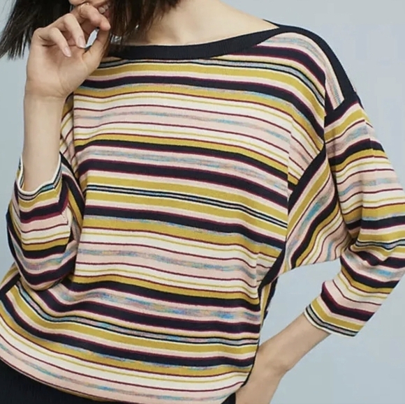Moth Anthropologie striped dolman boat neck  sweater size woman's small - Picture 1 of 8